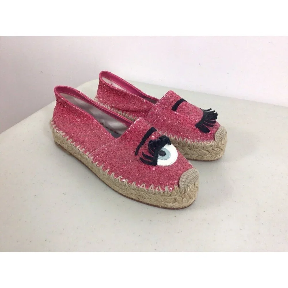 CHIARA FERRAGNI Pink Canvas Sneaker Shoes Womens 36